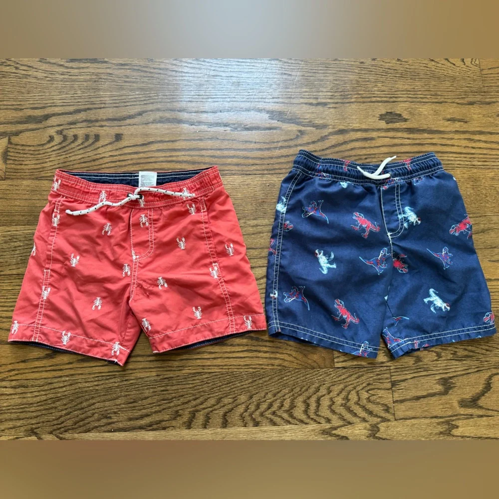 Carter’s Kids Dinosaur & Lobster Lined Swim Trunks Bundle Size 5 Beachwear